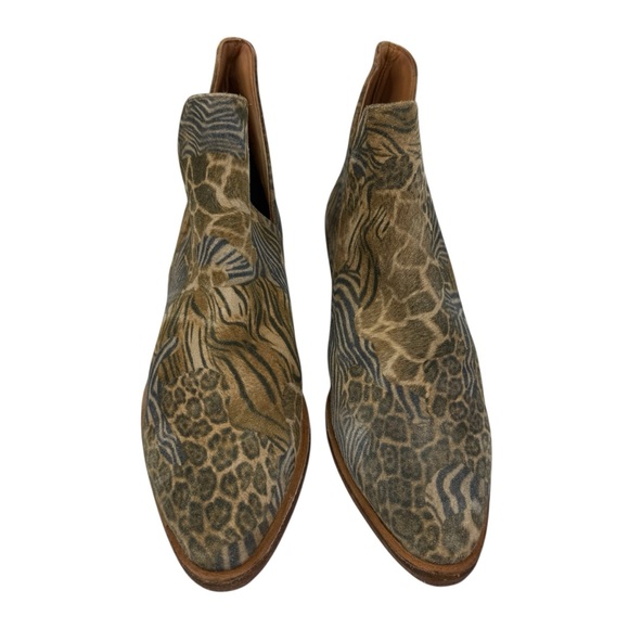 NWOT FREE PEOPLE Women’s Sz 37 Animal Print Charm Double V Western Suede Booties - Picture 4 of 16